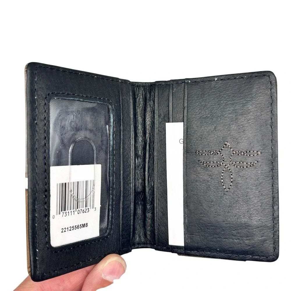 Justin Men's Brown Leather Slim Fold Wallet RFID Western Style‎
